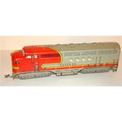 MARX PRESSED TIN SANTA FE TRAIN ENGINE