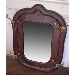 OAK MIRRORED HANGING COAT RACK