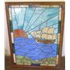 Image 1 : STAINED GLASS WINDOW WITH SHIP SCENE