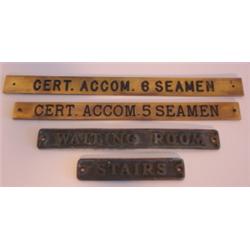 4 PC. LOT OF BRASS SHIP NAME PLATES