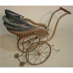 CHILD'S VICTORIAN WICKER BABY CARRIAGE