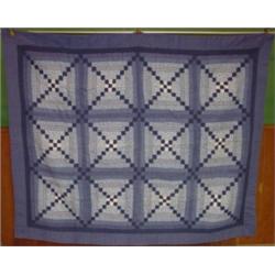 BLUE DECORATED SQUARE PATTERN QUILT