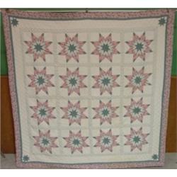 FLORAL DECORATED STAR PATTERN QUILT