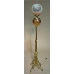 VICTORIAN BRASS & COPPER PIANO LAMP