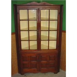 EASTERN SHORE HEART PINE CORNER CUPBOARD