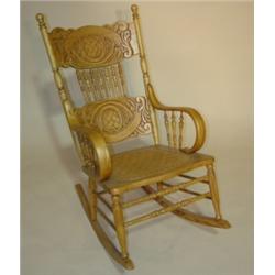 OAK PRESSED BACK ROCKING CHAIR