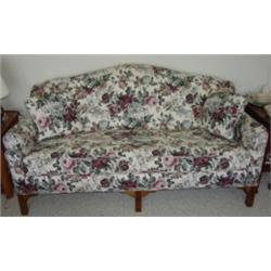 CHIPPENDALE STYLE CAMEL BACK SOFA