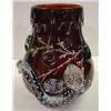 Image 1 : RUBY ART GLASS VASE WITH APPLIED SNAKE