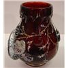 Image 2 : RUBY ART GLASS VASE WITH APPLIED SNAKE