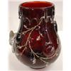 Image 3 : RUBY ART GLASS VASE WITH APPLIED SNAKE
