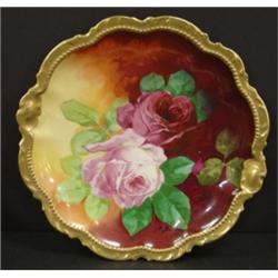 ARTIST SIGNED GILT & FLORAL DECORATED PLATE