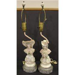 PR. OF PORCELAIN FIGURAL LAMPS