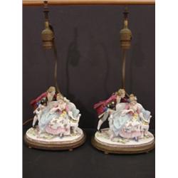 PR. OF PORCELAIN FIGURAL LAMPS