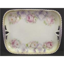 HAND PAINTED AND FLORAL DEC. DRESSER TRAY