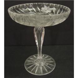 ETCHED CUT GLASS COMPOTE