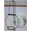 Image 1 : WROUGHT IRON HANGING LAMP WITH FLORAL DEC. SHADE