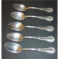 SET OF 5 STERLING TEA SPOONS