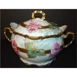 LIMOGES DOUBLE HANDLED COVERED BOWL