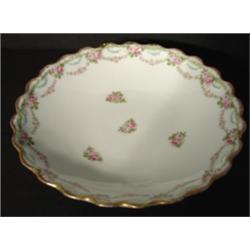 LIMOGES FLORAL & GILT DEC. FOOTED BOWL