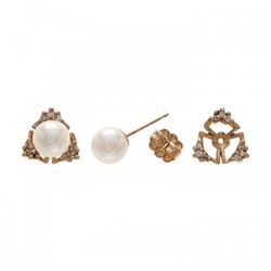 6.0-6.5mm Akoya Earrings with Diamond Jacket