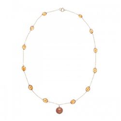 11.0-11.5mm Chocolate Tahitian Tin Cup Pearl Necklace with Citrine