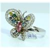 Image 2 : COLOR DIAMOND 0.82CT / PINK TOURMALINE 0.31CT 14K WHITE GOLD RING