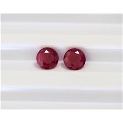 2.56ct  Round Shape match Pair Ruby Dimension-7.6x4.2