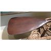 Image 2 : Woven Lauhala Canoe and Dark Wooden Paddle - Approx. 39" L
