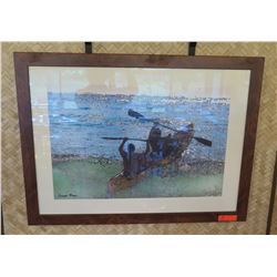 Framed Print: 2 Men in Canoe, Artist Damon Moss (38.5" X 29")