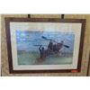 Image 1 : Framed Print: 2 Men in Canoe, Artist Damon Moss (38.5" X 29")