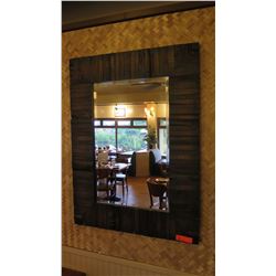 Rustic Dark-Stained Natural Wood Mirror, 40" x 30"