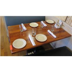 Rectangular Hardwood Table w/Metal Base, 46" x 29"