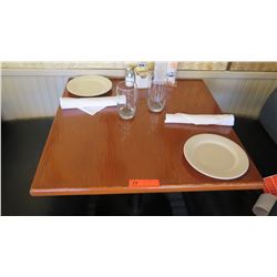 Square Lacquered Natural Wood Table w/Rounded Base , 27" x 27"