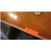 Image 2 : Square Lacquered Natural Wood Table w/Rounded Base , 27" x 27"