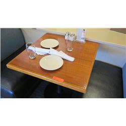 Square Lacquered Natural Wood Table w/Rounded Base , 27" x 27"