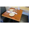 Image 1 : Square Lacquered Natural Wood Table w/Rounded Base , 27" x 27"