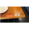 Image 3 : Square Lacquered Natural Wood Table w/Rounded Base , 27" x 27"