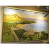 Image 1 : Extremely Large Acrylic Painting, Diamond Head/Waikiki, 121.5" x 73", Captioned "Waikiki Beach, Diam
