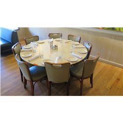 Large Round Natural Stone Table (5ft Dia. ) w/ 8 Chairs