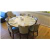 Image 1 : Large Round Natural Stone Table (5ft Dia. ) w/ 8 Chairs