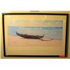 Image 1 : Framed Print: Outrigger Canoe on White Sand Beach, 25.5" x 37.5"