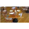 Image 1 : Natural Koa Wood Table w/Rounded Base, 29" X 29" w/2 Chairs