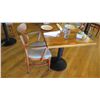 Image 1 : Natural Koa Wood Table w/Rounded Base, 29X29 w/2 Chairs