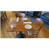Image 2 : Natural Koa Wood Table w/Rounded Base, 29X29 w/2 Chairs