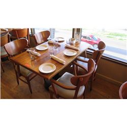 Natural Koa Wood Table w/Rounded Base (46" x 29") w/4 Chairs