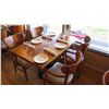 Image 1 : Natural Koa Wood Table w/Rounded Base (46" x 29") w/4 Chairs