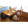 Image 1 : Natural Koa Wood Table w/Rounded Base (46" x 29") w/2 Chairs