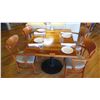 Image 1 : Natural Koa Wood Table w/Rounded Base (35" x 35") w/4 Chairs