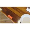 Image 2 : Natural Koa Wood Table w/Rounded Base (35" x 35") w/4 Chairs