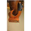 Image 1 : Carved Wooden Fish Hook on Wood Base w/Hawaiian Islands 13" H, Base 7"